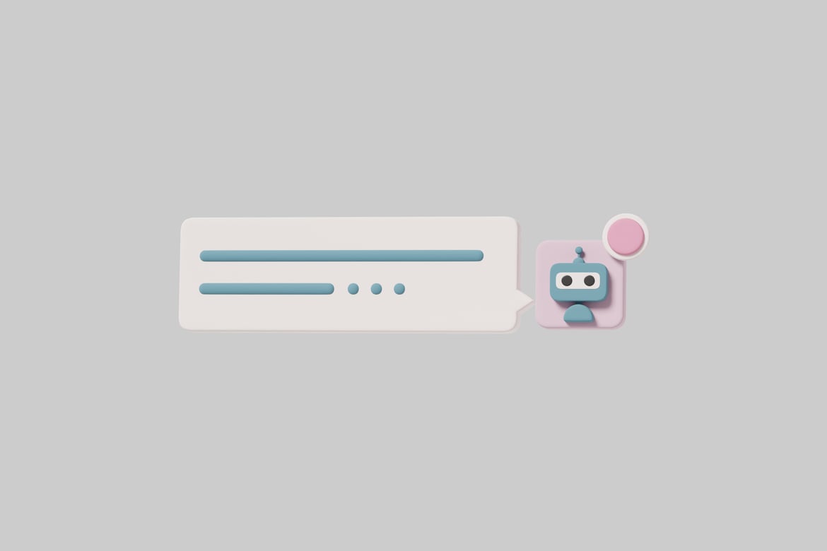 Download Chat bubble with a robot. 3D Model