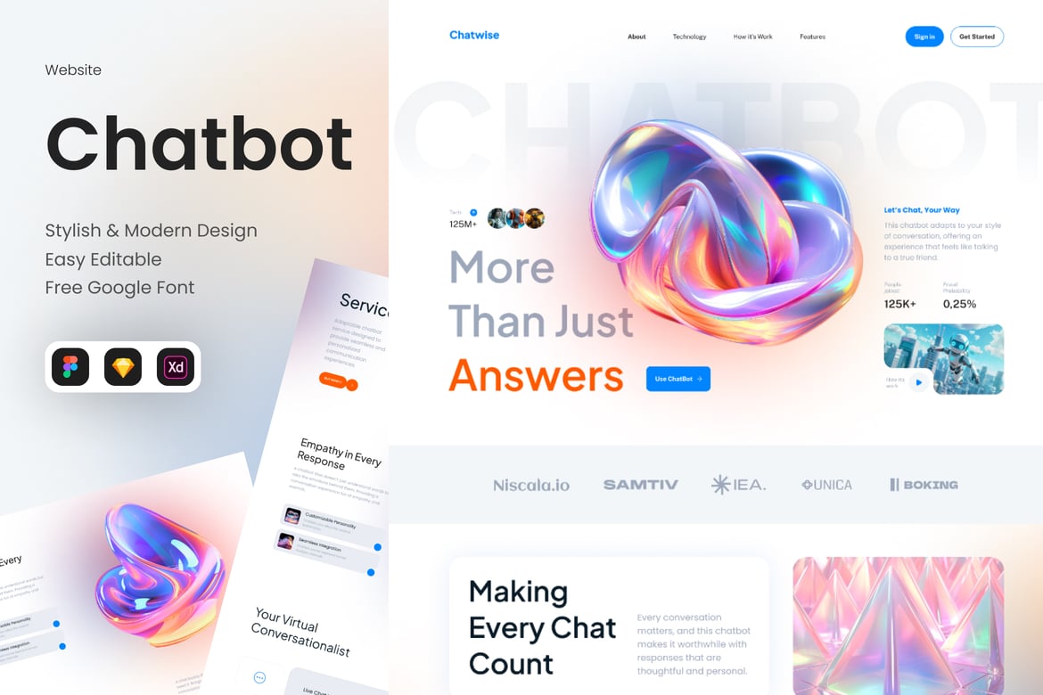 Download Chatwise - Chatbot AI Website Figma Design