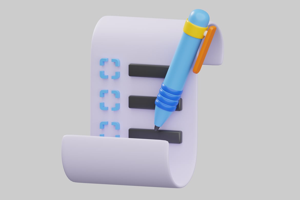 Download Checklist with pen 3D Model