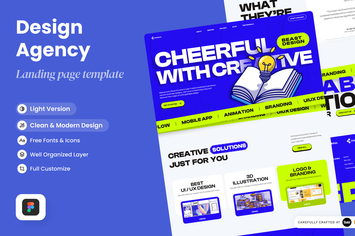 Download Cheerful- Design Agency Landing Page Figma Design