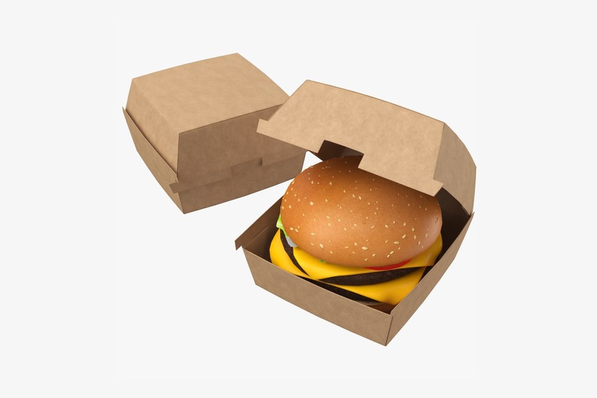 Download Cheeseburger in Open Cardboard Container 3D Model