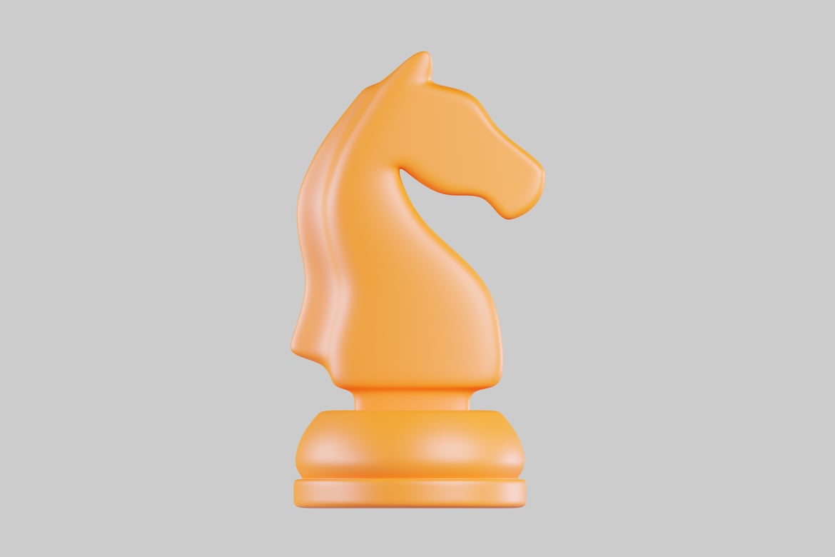 Download Chess knight piece in vibrant orange 3D Model