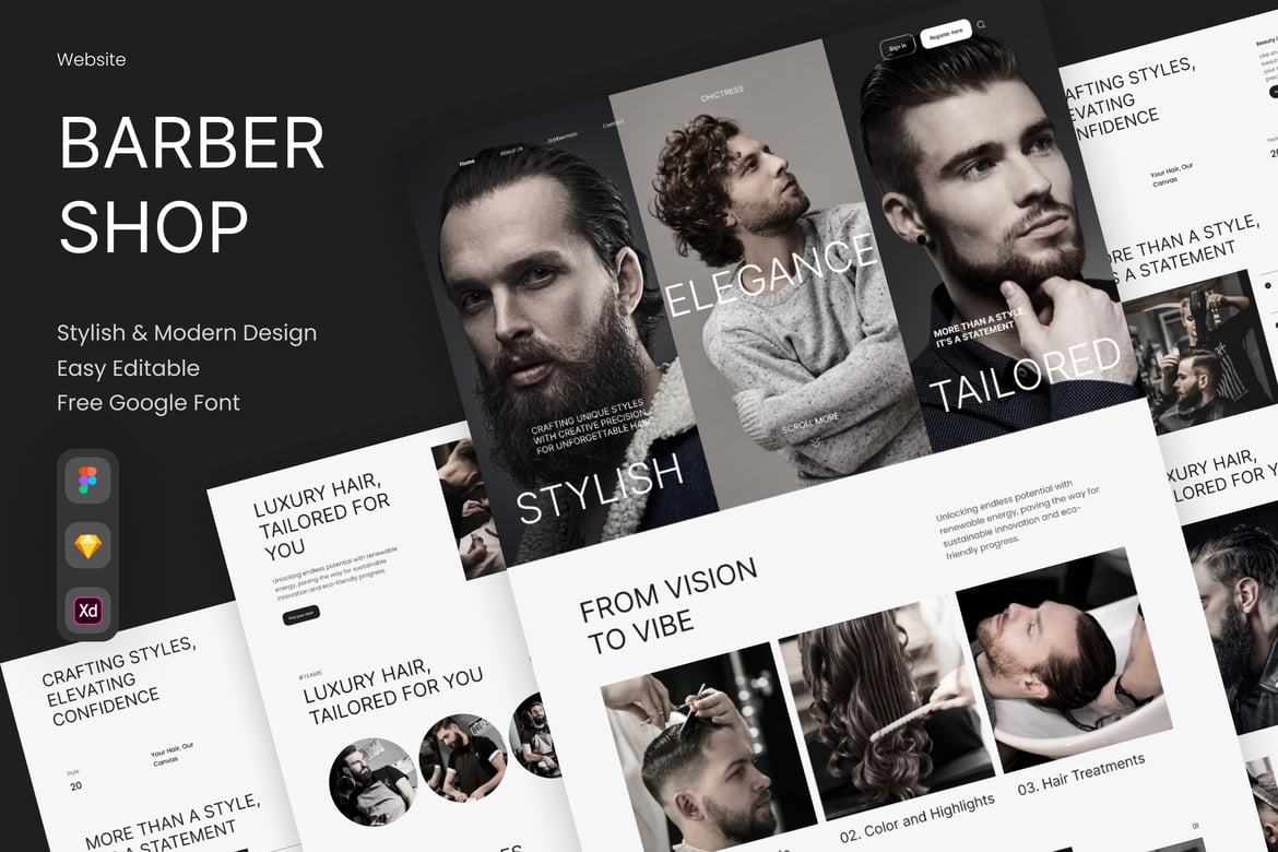 Download ChicTress -  Barber shop fashion website Figma Design