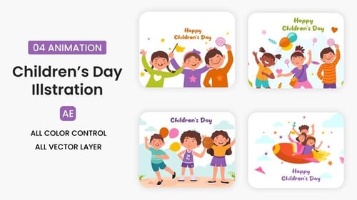 Download Children's Day Illustration Scene After Effect Template