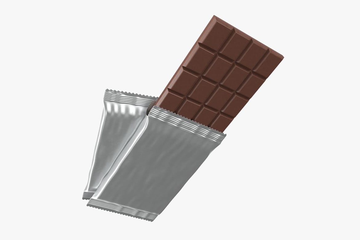 Download Chocolate Bar in Silver Foil Packaging 3D Model