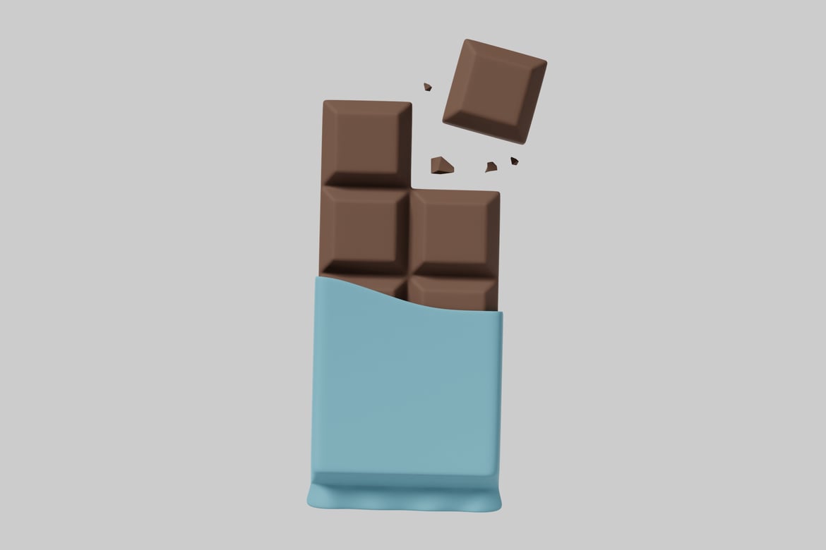 Download Chocolate bar with light blue wrapper. 3D Model