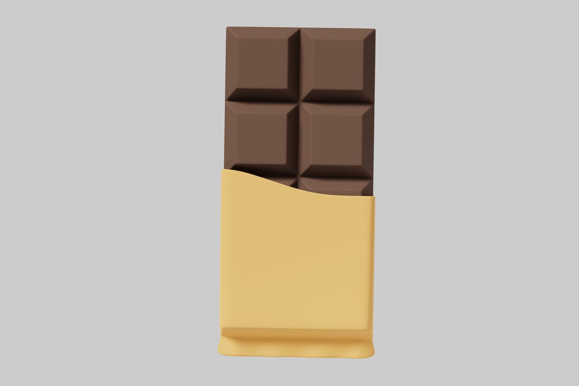 Download Chocolate bar with yellow wrapper 3D Model