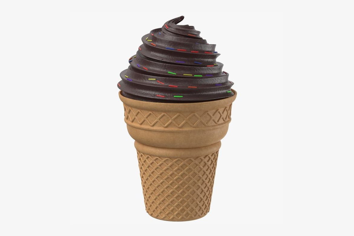 Download Chocolate Ice Cream Cone with Colorful Sprinkles 3D Model