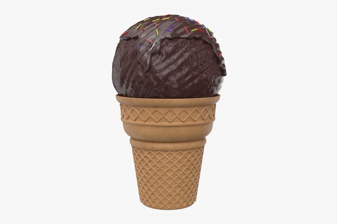 Download Chocolate Ice Cream Cone with Sprinkles 3D Model