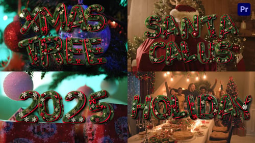 Download Christmas 3D Fir Tree Typography Letters Pack For Premiere Pro Premiere Pro Template