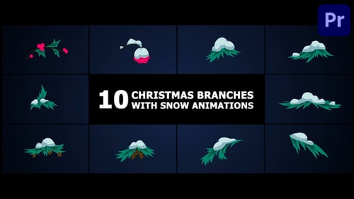 Download Christmas Branches With Snow Animations | Premiere Pro MOGRT Premiere Pro Template