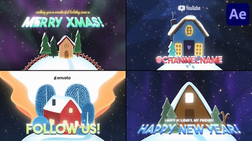 Download Christmas Houses Greetings for After Effects After Effect Template