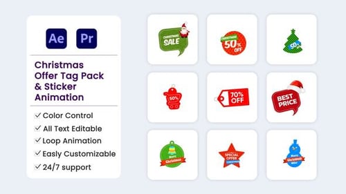 Download Christmas Offer Tag pack After Effect Template