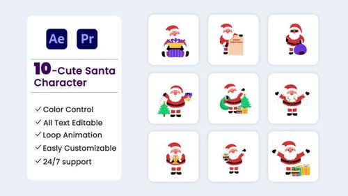 Download Christmas Santa Character Pack After Effect Template