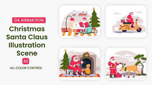 Download Christmas Santa Claus Illustration Scene After Effect Template