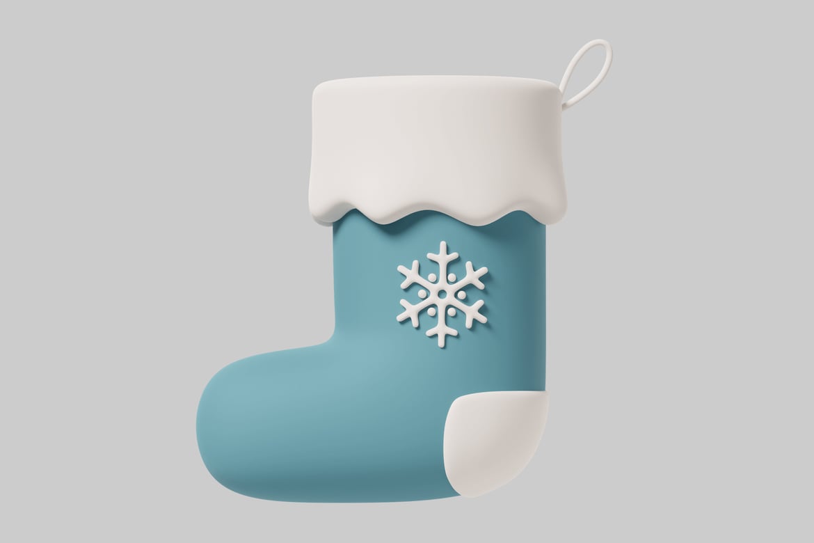 Download Christmas stocking with snowflake design. 3D Model