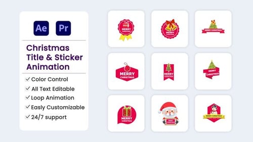 Download Christmas Title & Stickers Pack After Effect Template