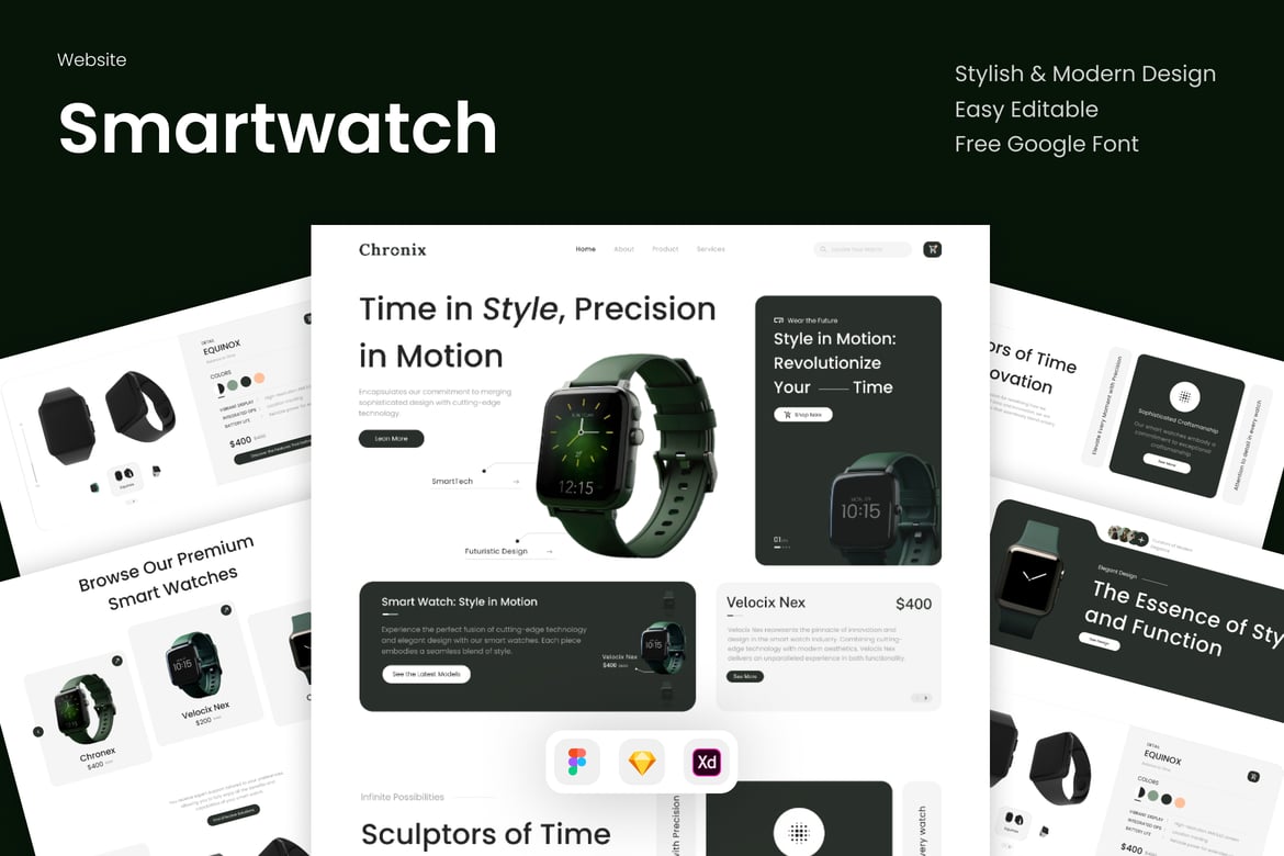 Download Chronix - Smartwatch Landing Page Figma Design