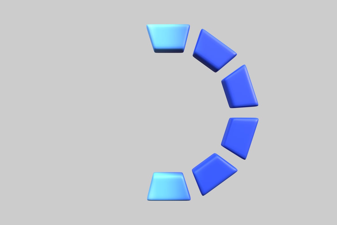 Download Circular arrangement of blue trapezoids with rounded corners. 3D Model