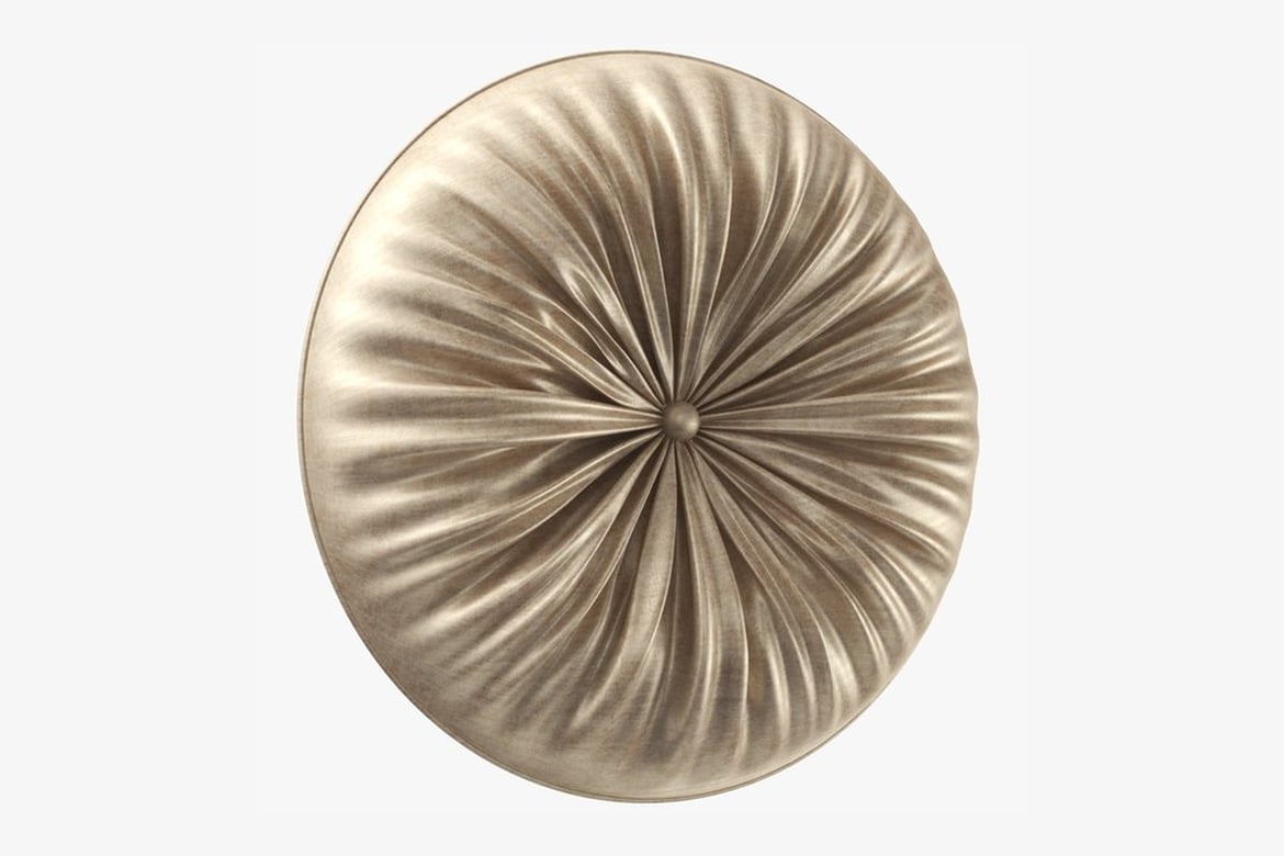 Download Circular Classic Pillow, Circular Metallic Object with Radiating Pleats 3D Model