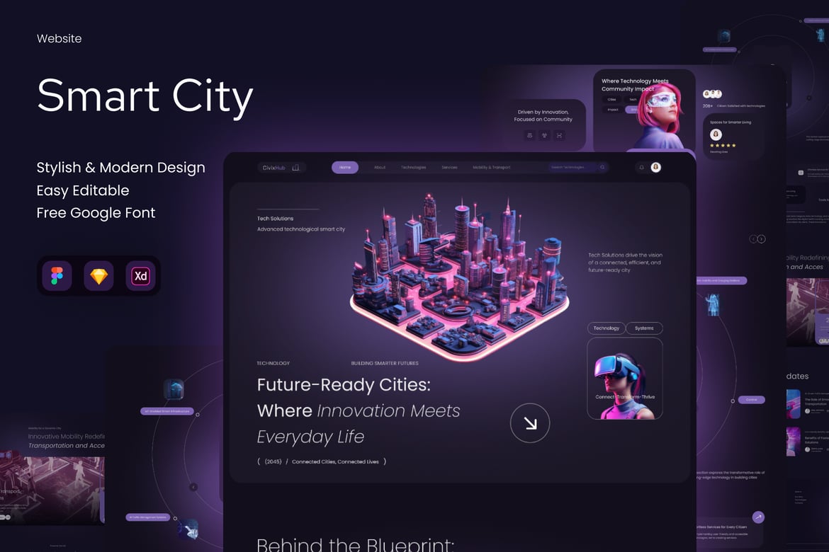 Download CivixHub - Smart City Landing Page Figma Design