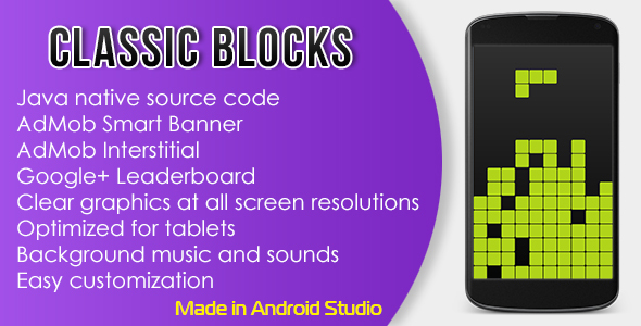 Download Classic Blocks with AdMob and Leaderboard Android Game