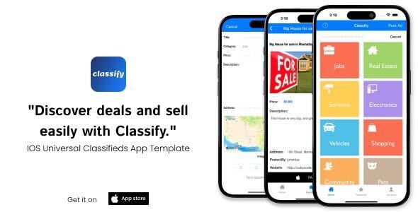 Download Classify | iOS Universal Classifieds App Template (Swift) IOS App