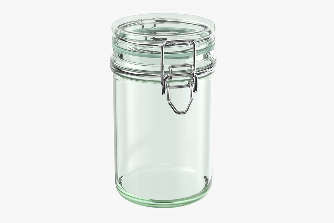 Download Clear Glass Jar with Metal Clasp 3D Model