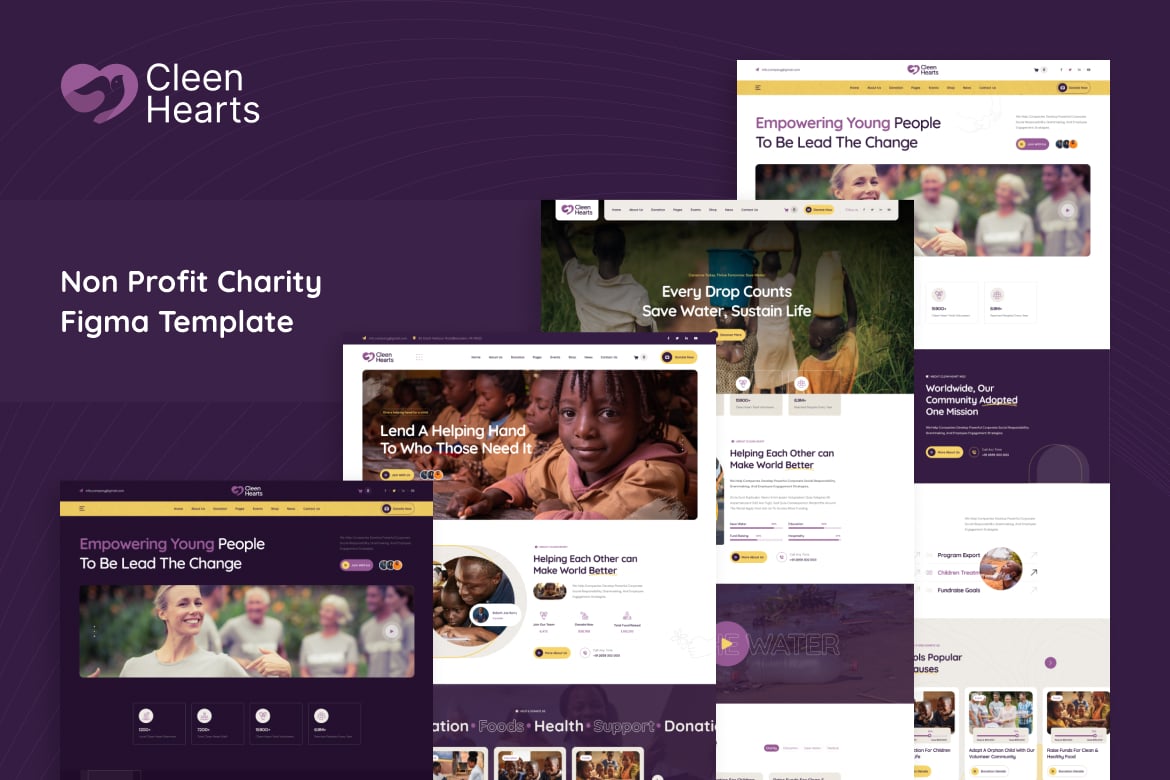 Download Cleenheart - Non Profit Charity Figma Template Figma Design