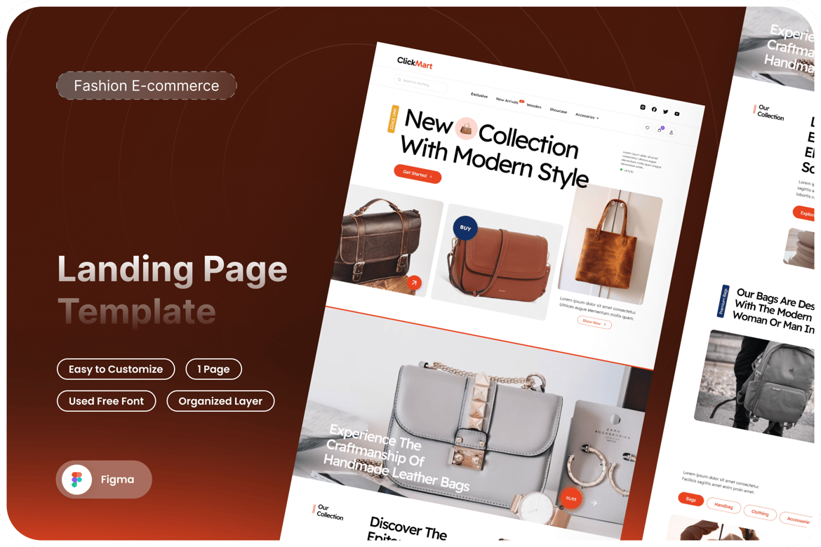 Download ClickMart - ECommerce Landing Page UI Kit Figma Design