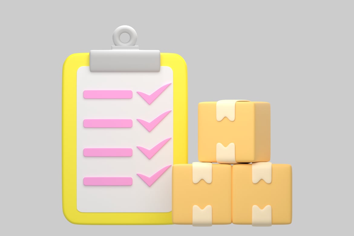 Download Clipboard with checklist and stacked boxes 3D Model