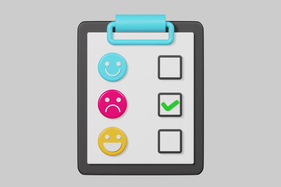 Download Clipboard with smiley faces and checkmark. 3D Model