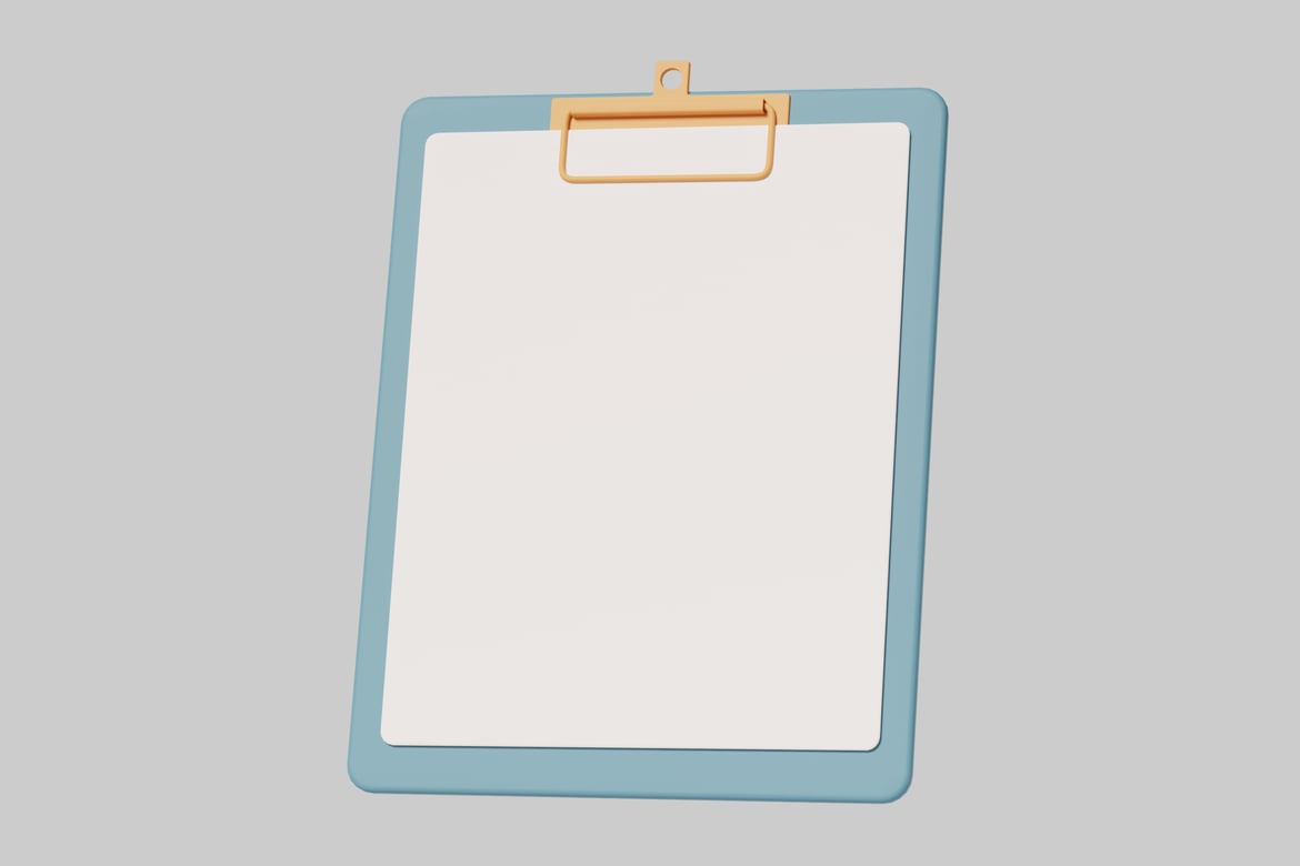 Download Clipboard with white paper 3D Model