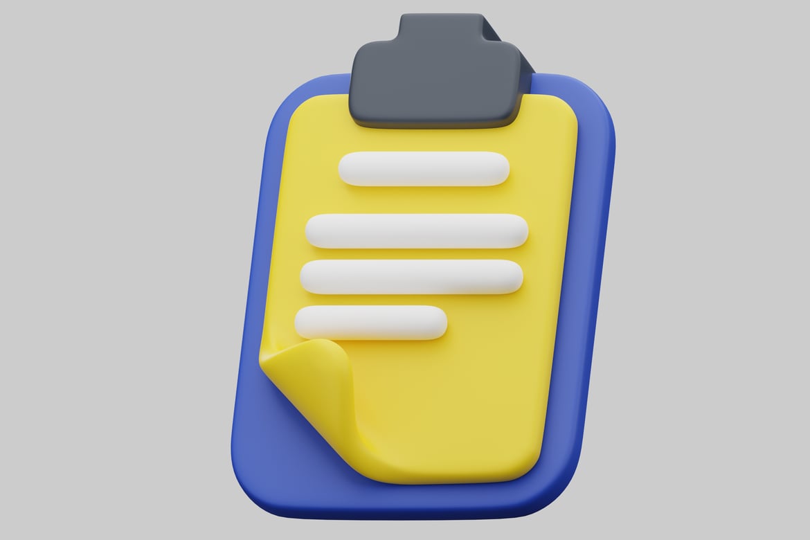 Download Clipboard with Yellow Paper 3D Model