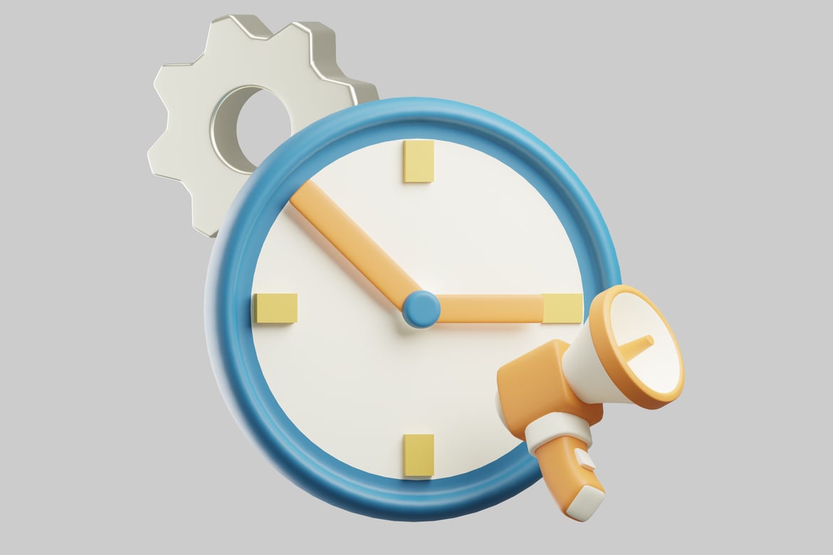 Download Clock with Blue Border and Yellow Hands 3D Model