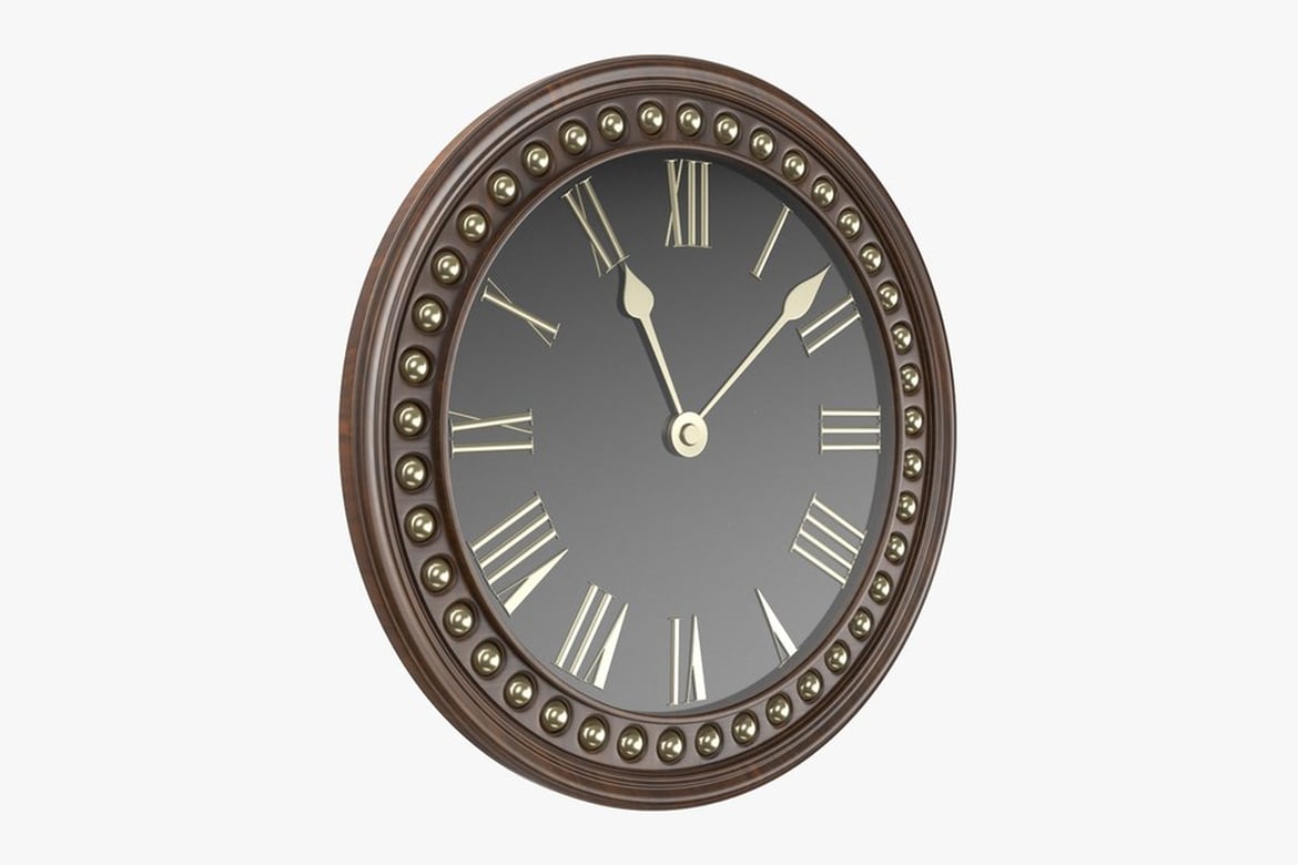 Download Clock with Dark Brown Frame and Gold Accents 3D Model