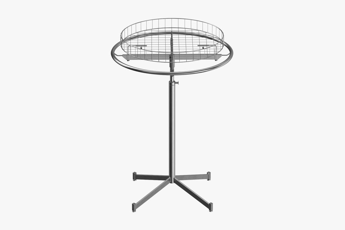 Download Clothing Circular Rack Wire Top Black and White, Circular Wire Mesh Display Rack with Metal Frame and Base 3D Model