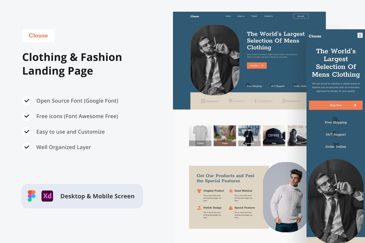 Download Clothing & Fashion Landing Page Figma Design