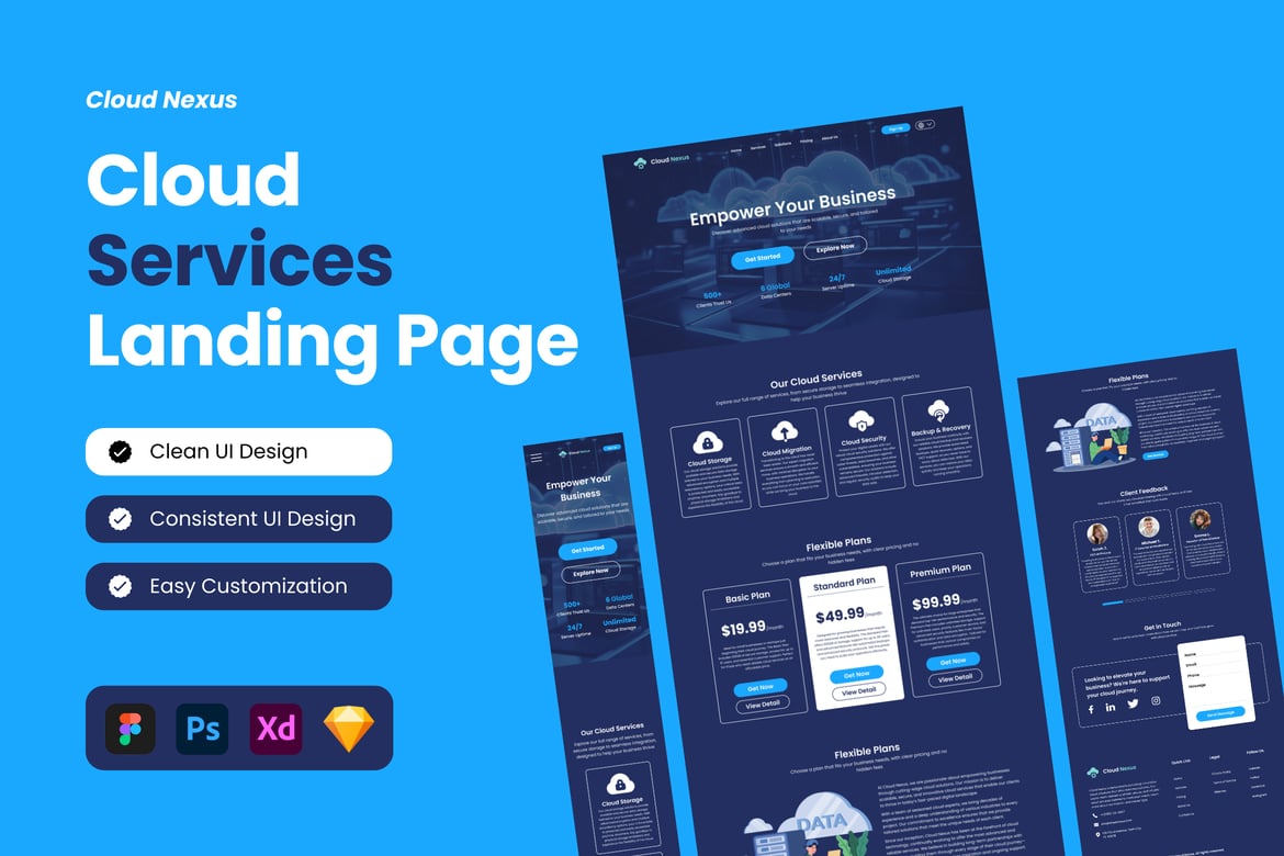 Download Cloud Nexus - Cloud Services Landing Page Figma Design