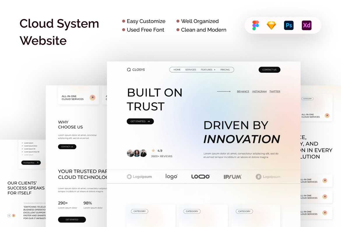 Download Cloud System Website Figma Design