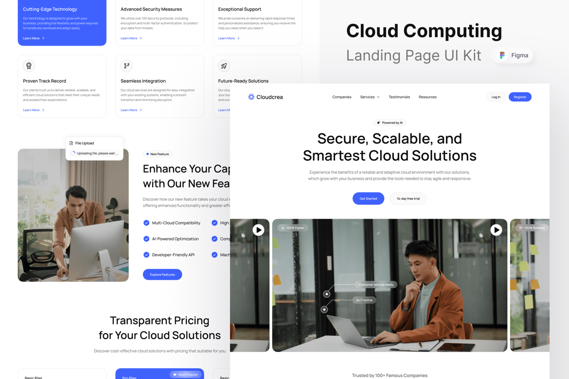 Download Cloudcrea - Cloud Computing Landing Page Figma Design