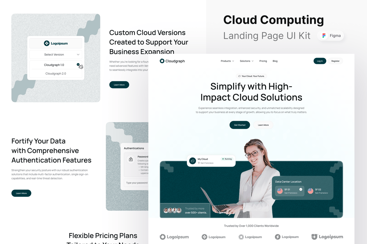 Download Cloudgraph - Cloud Computing Landing Page Figma Design