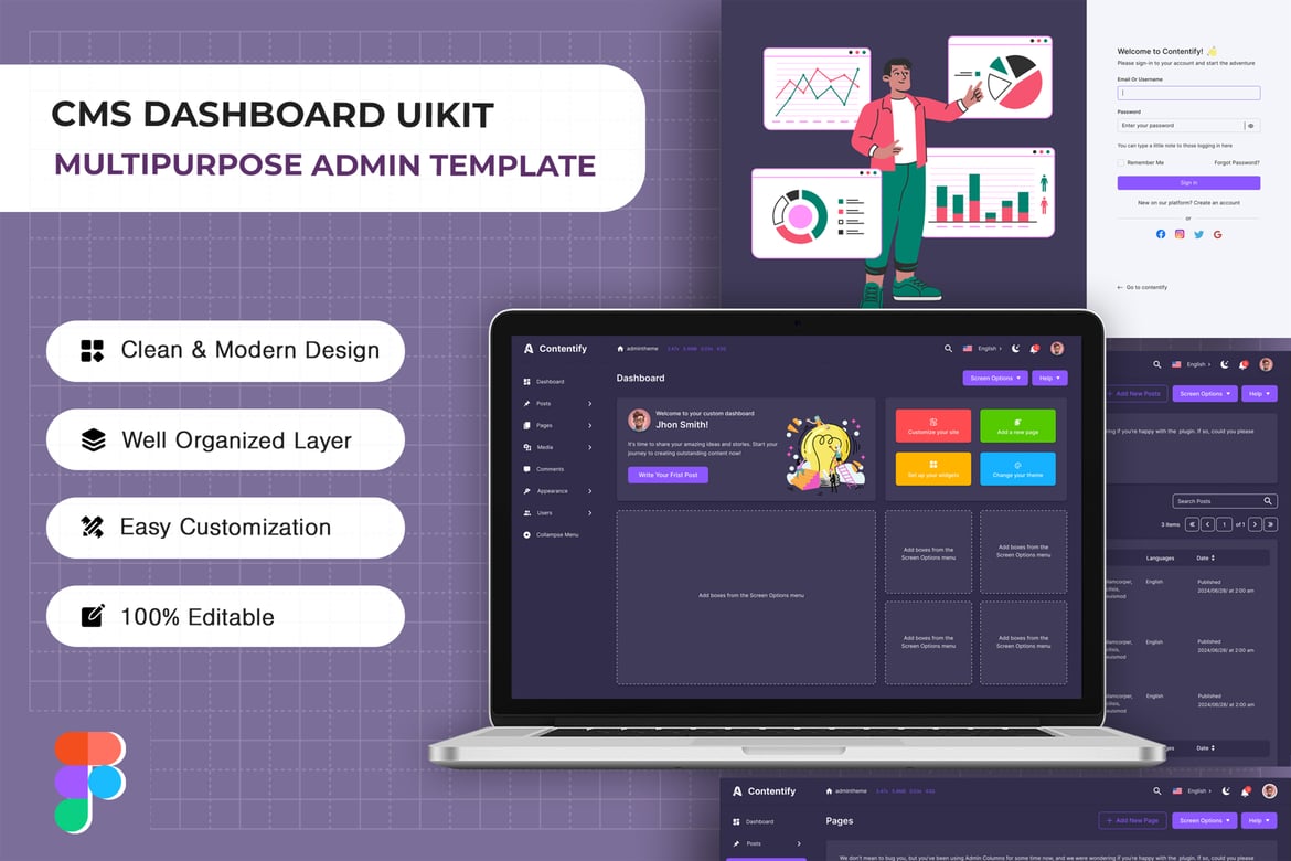 Download CMS Dashboard UI KIT Figma Design