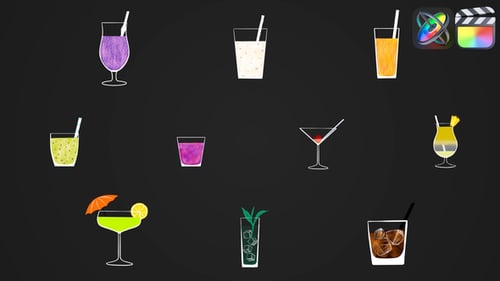 Download Cocktail Animated Stickers for FCPX Apple Motion Template