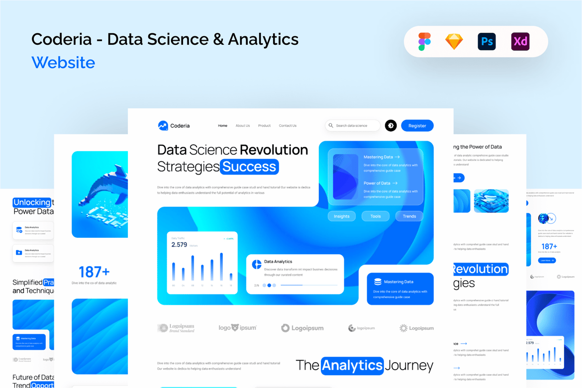 Download Coderia - Data Science & Analytics Website Figma Design