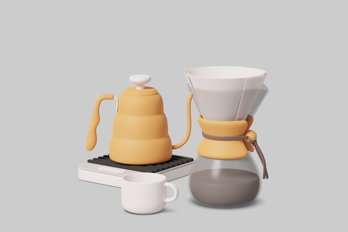 Download Coffee maker and accessories. 3D Model