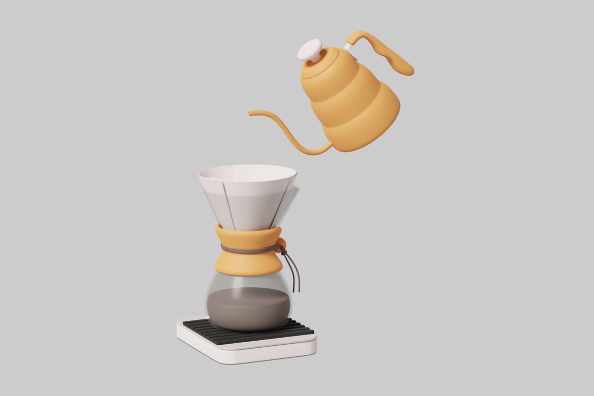 Download Coffee maker with glass container and funnel 3D Model