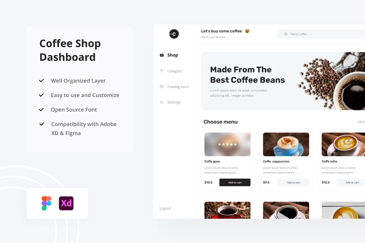 Download Coffee Shop Dashboard UI Kit Figma Design