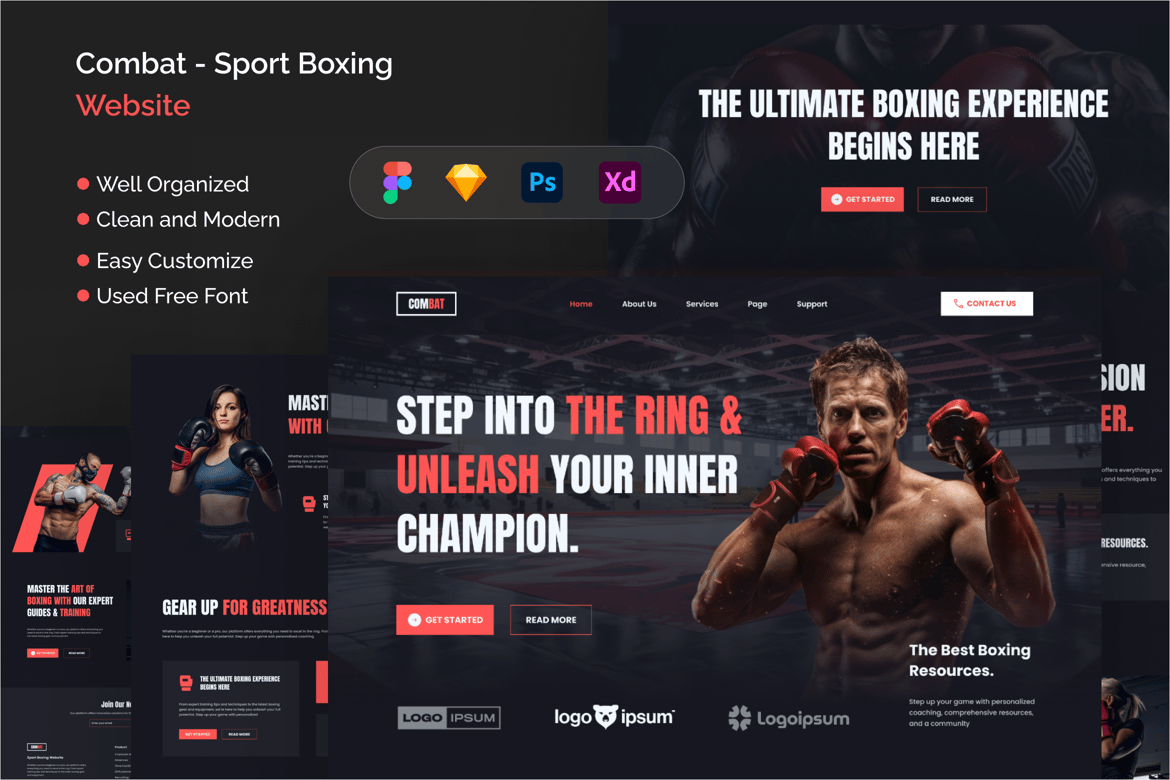 Download Combat - Sport Boxing Website Figma Design