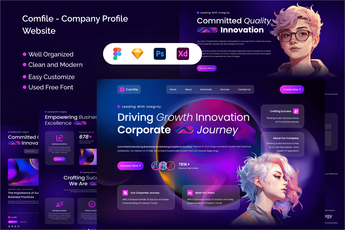 Download Comfile - Company Profile Website Figma Design